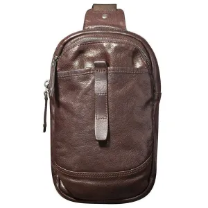 Mens Cross Body Sling Bag Cowhide Leather