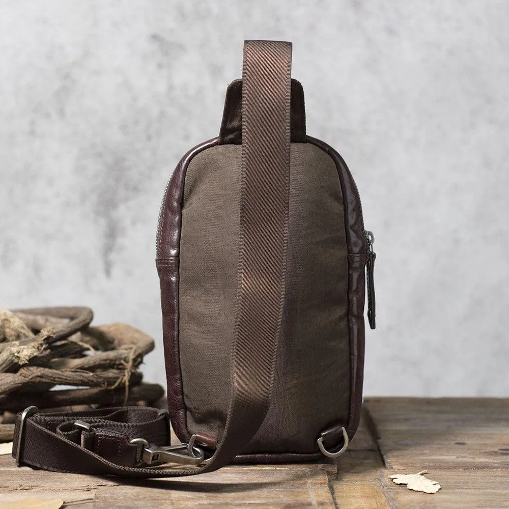 Mens Cross Body Sling Bag Cowhide Leather