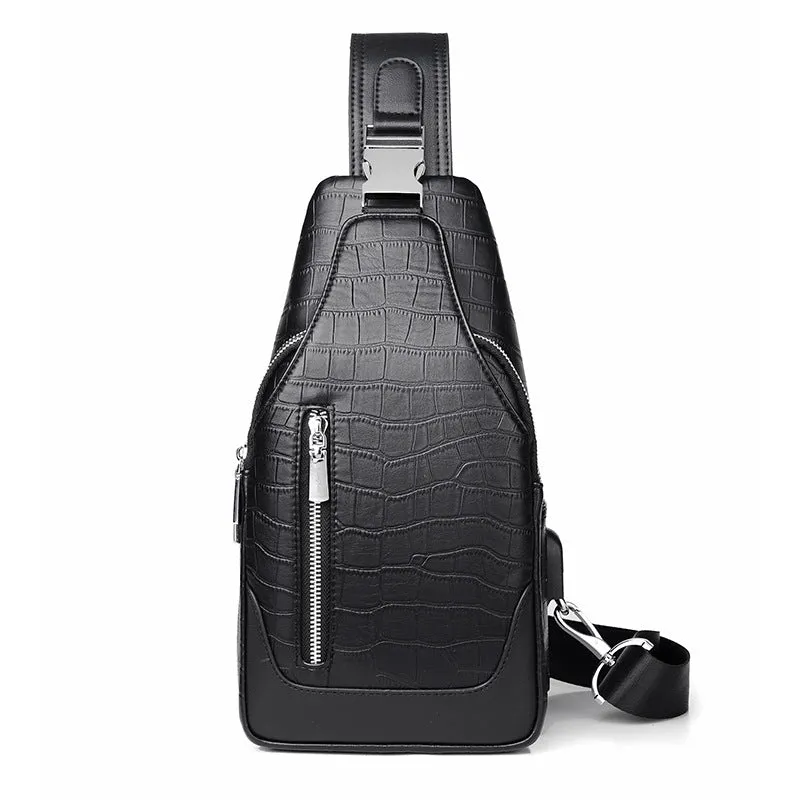 Men's Leather Business Fashion High-grade Large Capacity Men's Chest Bags