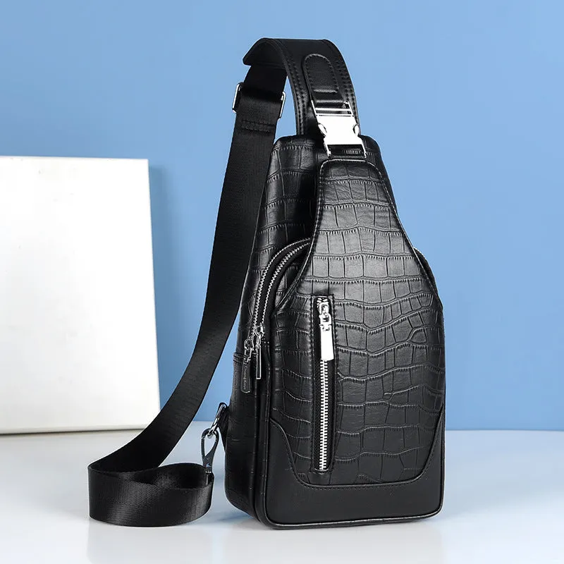 Men's Leather Business Fashion High-grade Large Capacity Men's Chest Bags