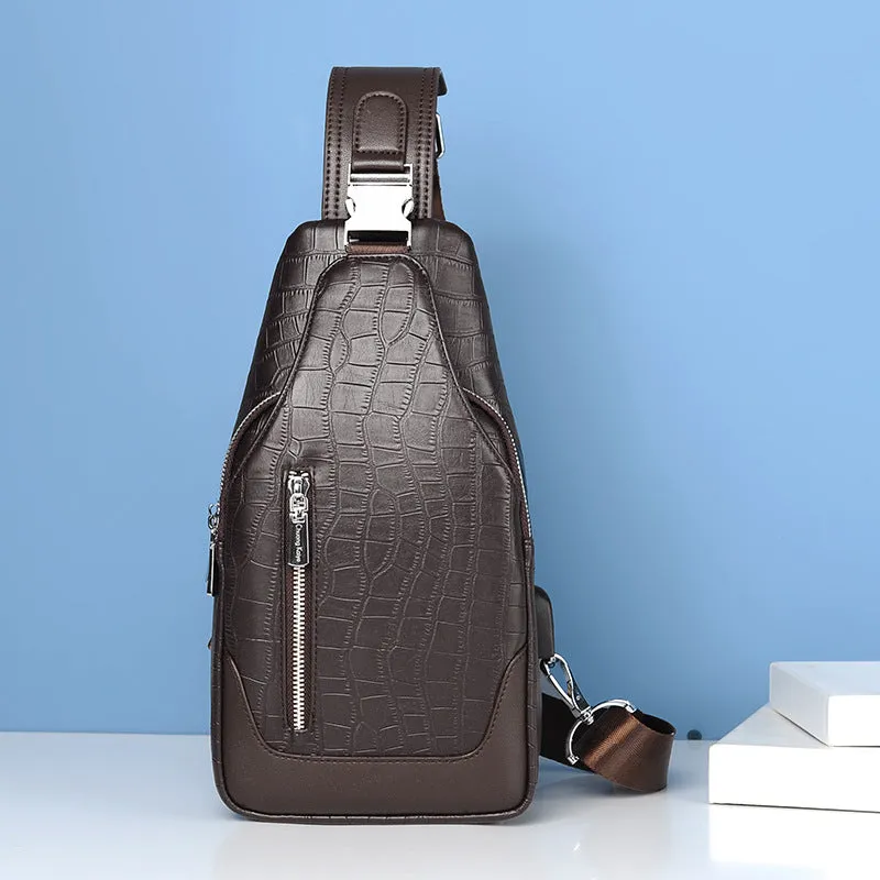 Men's Leather Business Fashion High-grade Large Capacity Men's Chest Bags