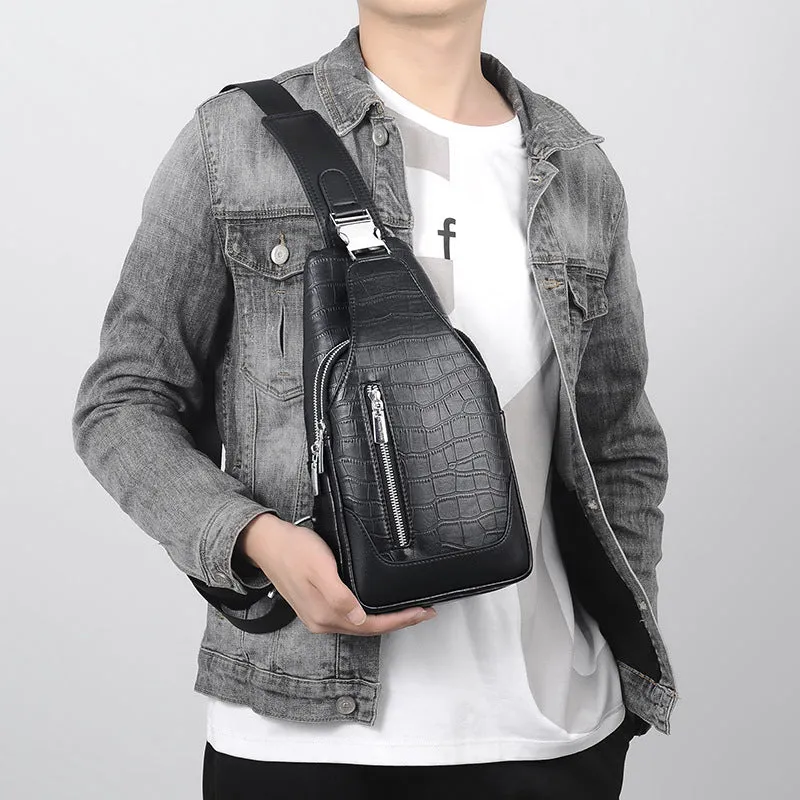 Men's Leather Business Fashion High-grade Large Capacity Men's Chest Bags