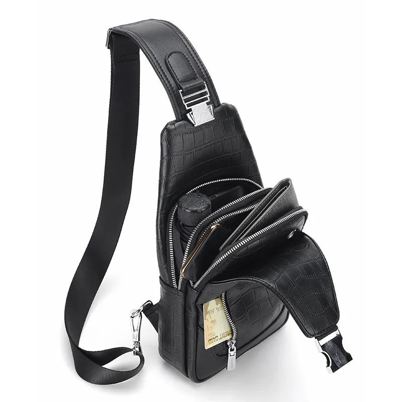 Men's Leather Business Fashion High-grade Large Capacity Men's Chest Bags