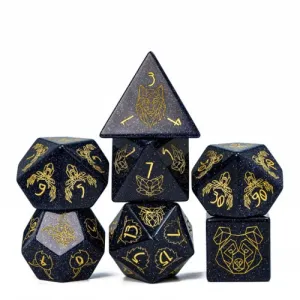 Midnight Roar - Cyber Beasts - Semi-Precious Gemstone Dice
