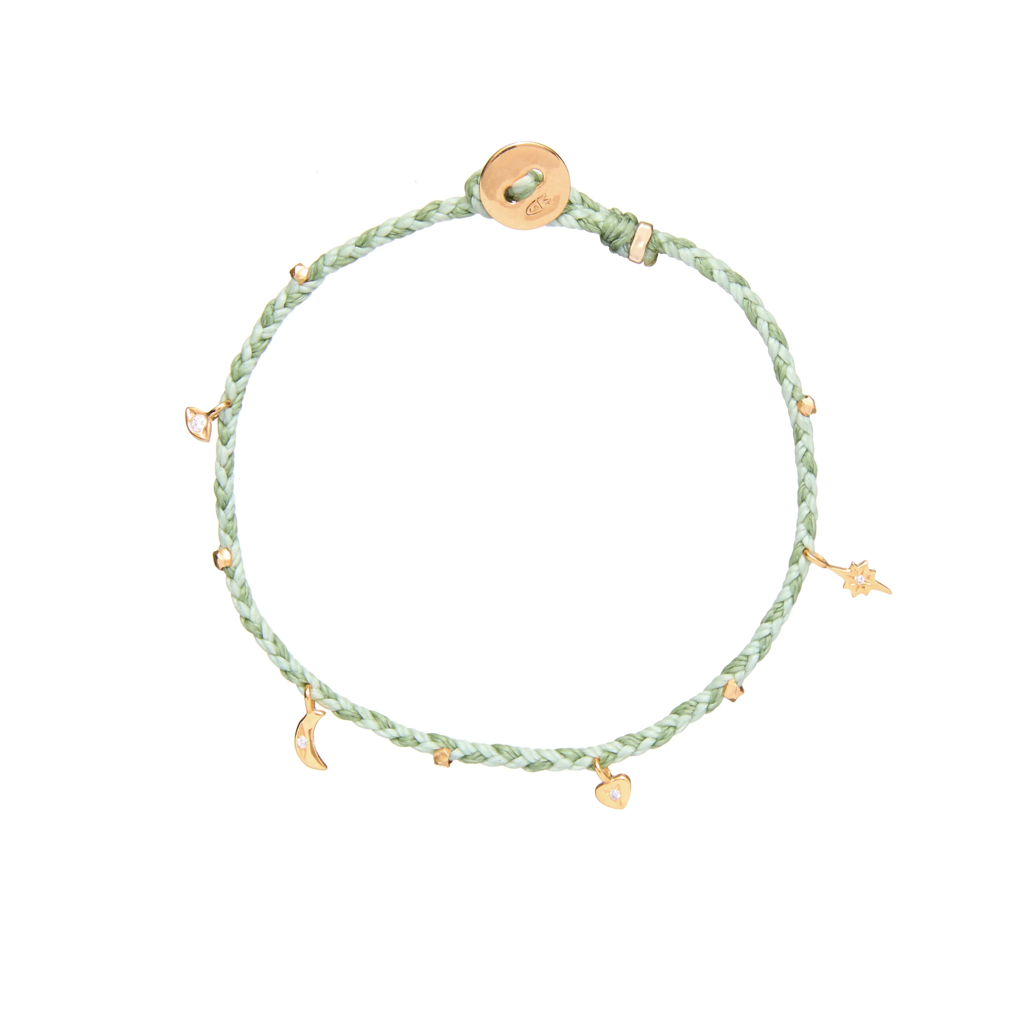 Mini Celestial Charms Bracelet in Sage Fleck