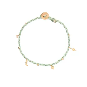 Mini Celestial Charms Bracelet in Sage Fleck