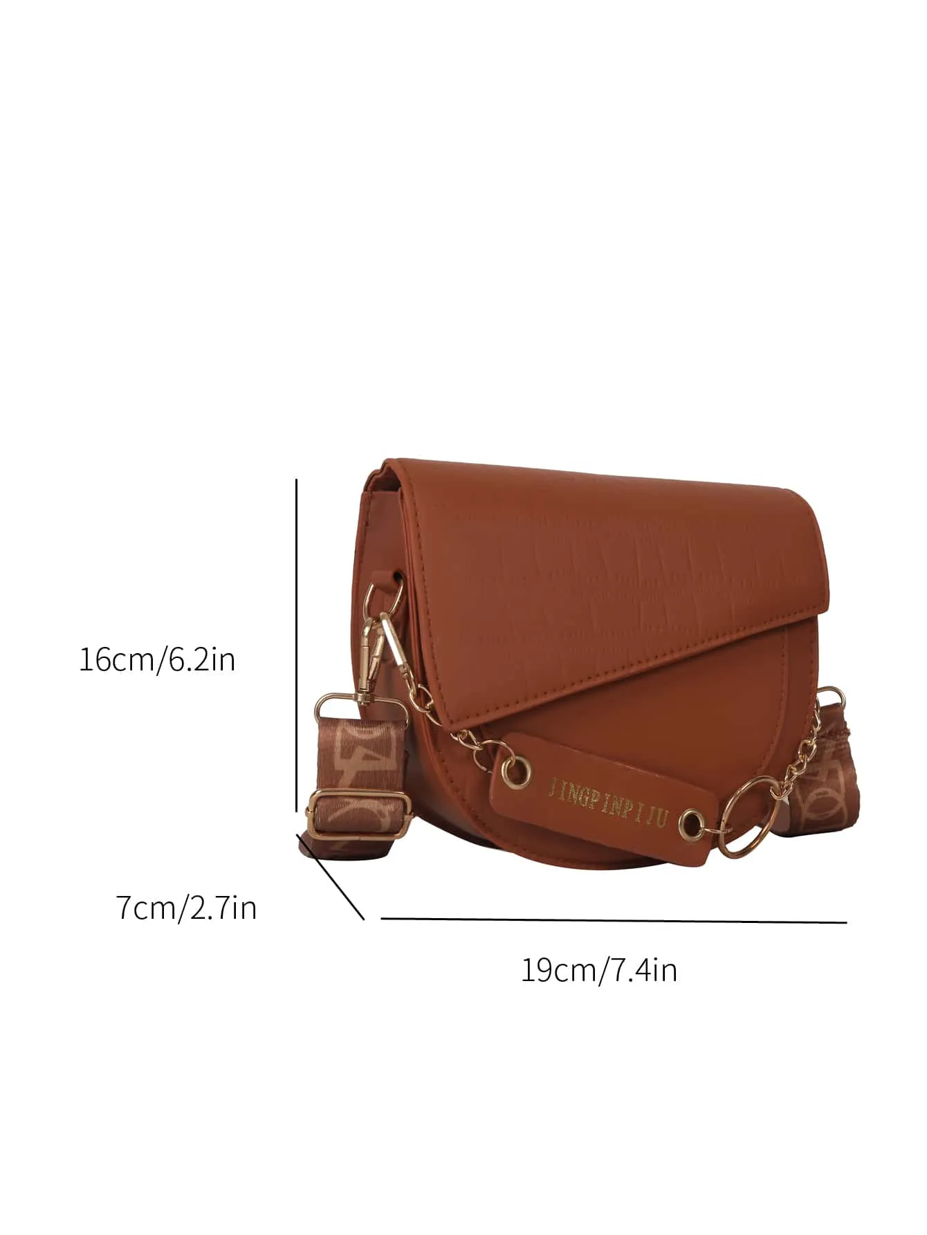 Mini Crocodile Embossed Flap Saddle Bag - Brown