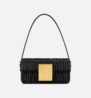 Miss Dior Baguette Bag in Black Embossed Leather with Gold Hardware