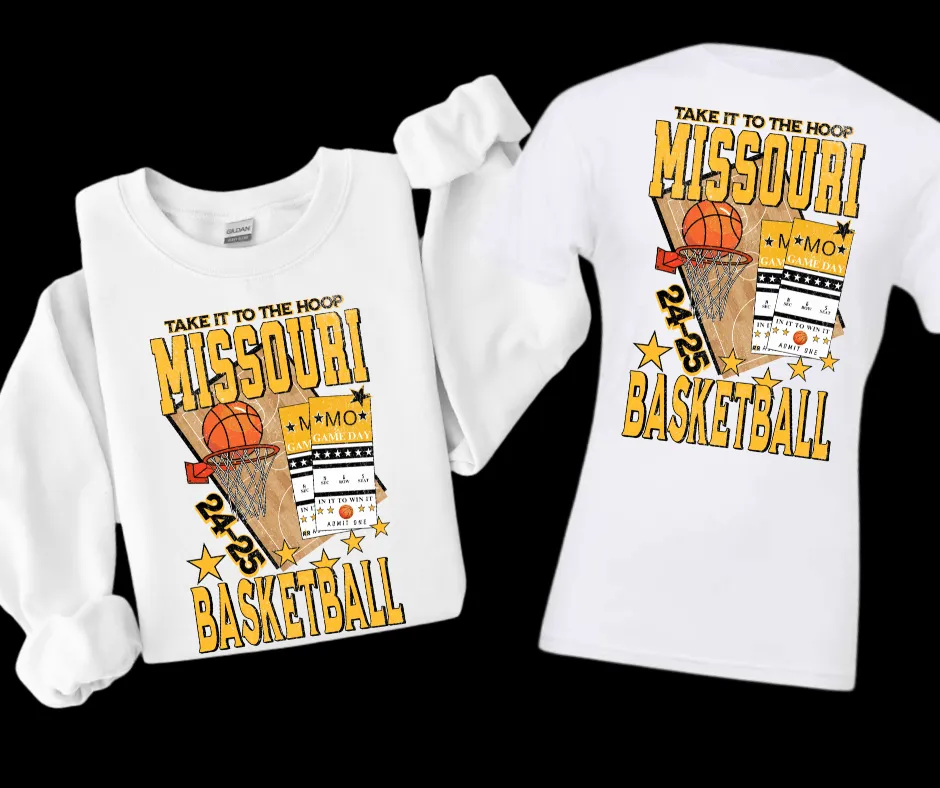 Missouri Basketball Tickets WHITE Sweatshirt or Tee