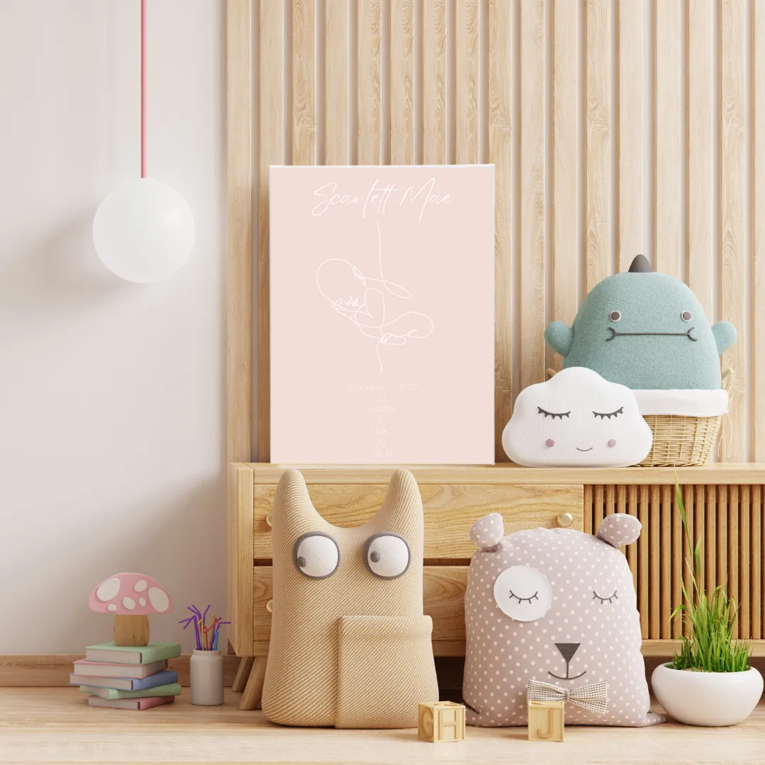 MLW By Design - Minimalist Baby Personalised Birth Details Canvas Print