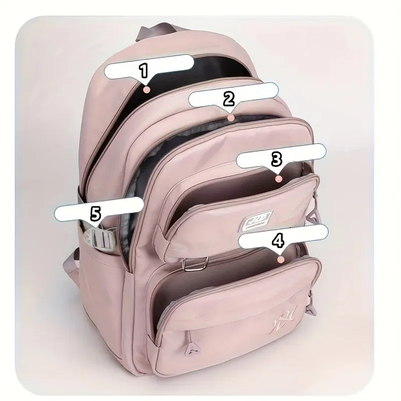 Mochila De Nylon Impermeável Para Estudantes Bolsa De Ombro Material Resistente