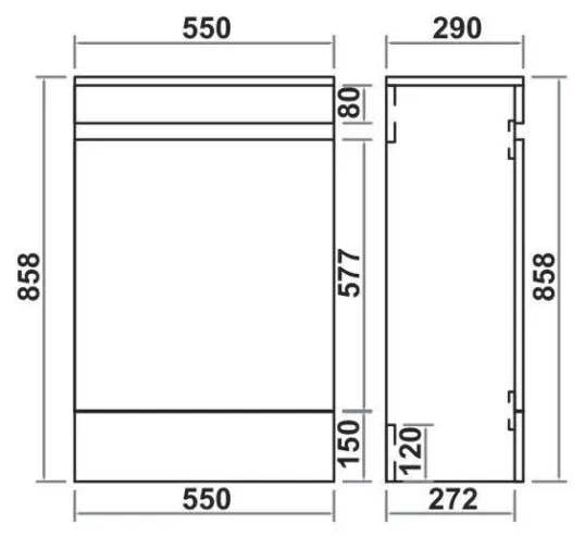 Monza 550mm Waterproof PVC WC Unit