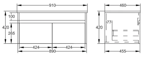 Monza 900mm Wall Hung Waterproof PVC Vanity Unit and Basin One Drawer