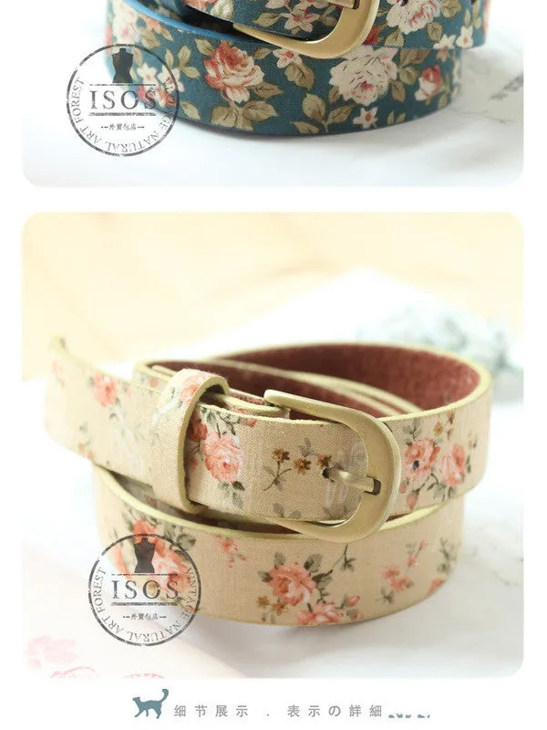 Mori girl blossom copper buckle belt