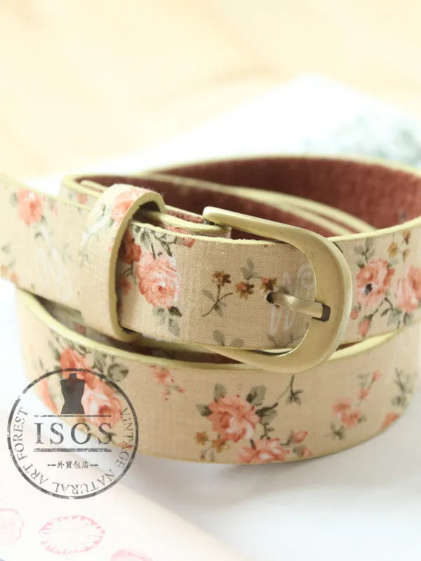 Mori girl blossom copper buckle belt