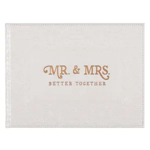Mr. & Mrs. Medium White Faux Leather Wedding Guest Book
