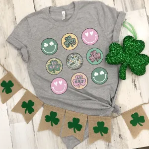 Muted St Patricks Smiley Face Pattern Circles