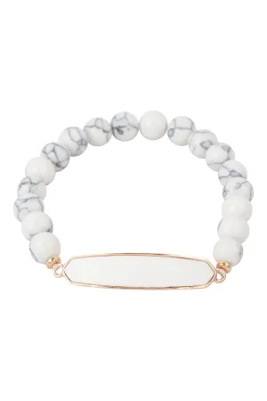 NATURAL STONE WITH LEATHER ACCENT BRACELET