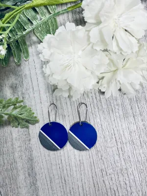 Navy & Grey Wooden Earrings