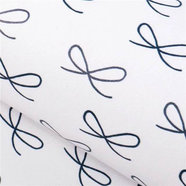 Navy & White Bows ~ Smooth Faux Leather