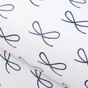 Navy & White Bows ~ Smooth Faux Leather