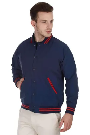 Navy Varsity Teflon Coated Nylon Jacket