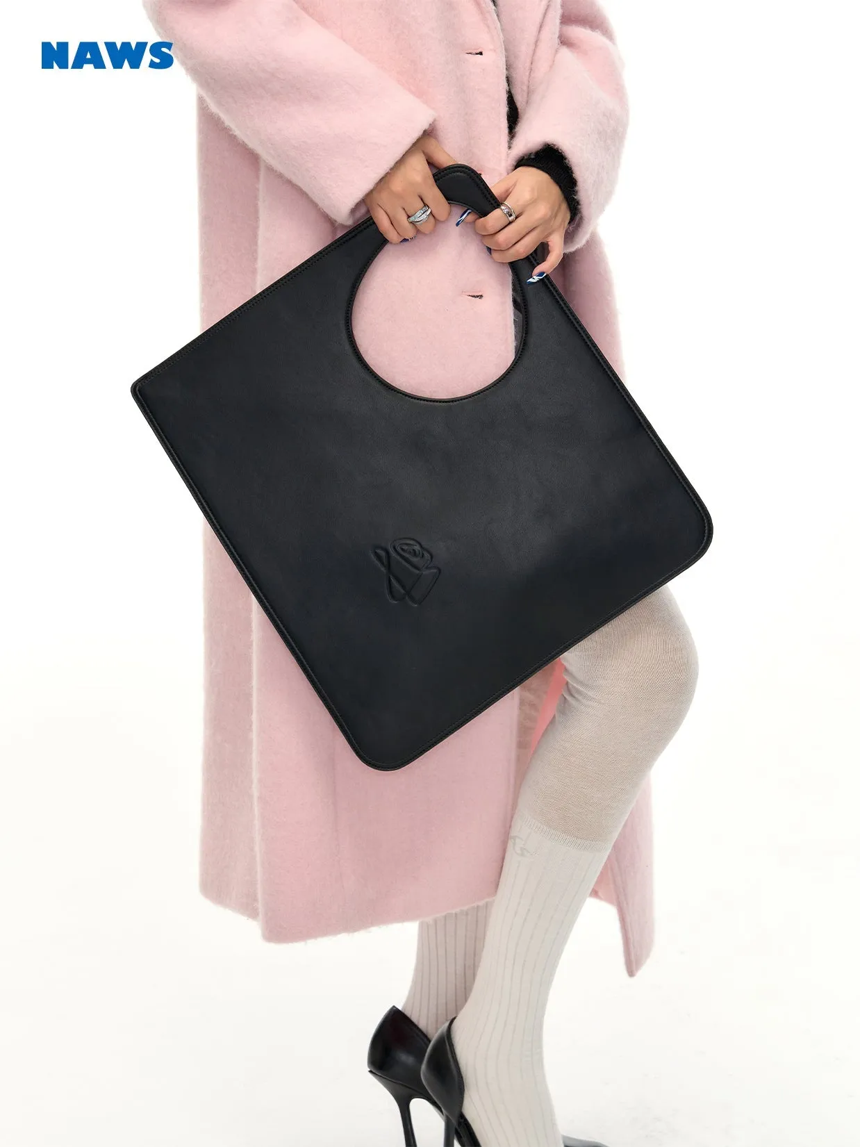 [NAWS] Geometric Leather Tote Bag