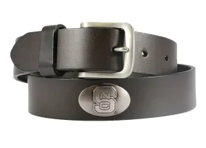 NC State Wolfpack Men's Collegiate Brown Leather Concho Belt.