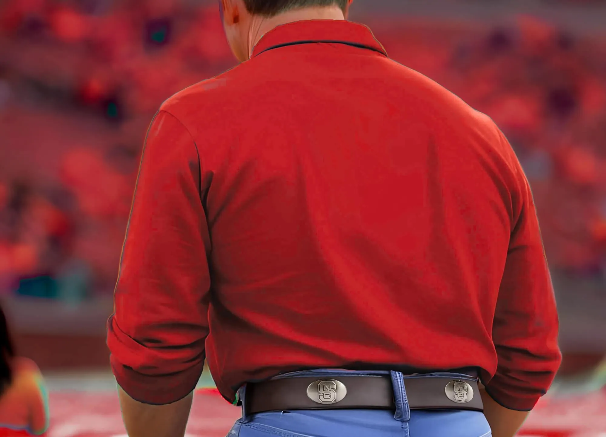NC State Wolfpack Men's Collegiate Brown Leather Concho Belt.