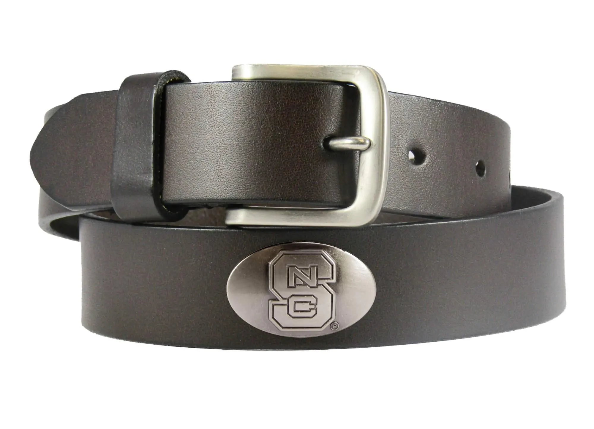 NC State Wolfpack Men's Collegiate Brown Leather Concho Belt.
