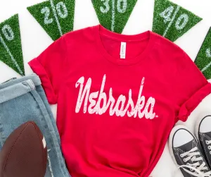 Nebraska Script Red Tee