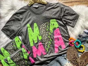 Neon Mama Leopard Lightning Bolt Tee
