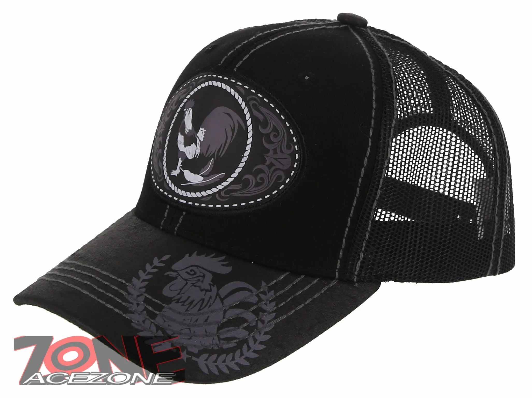 NEW! COCK ROOSTER FIGHT MESH TRUCKER SNAPBACK BASEBALL CAP HAT BLACK