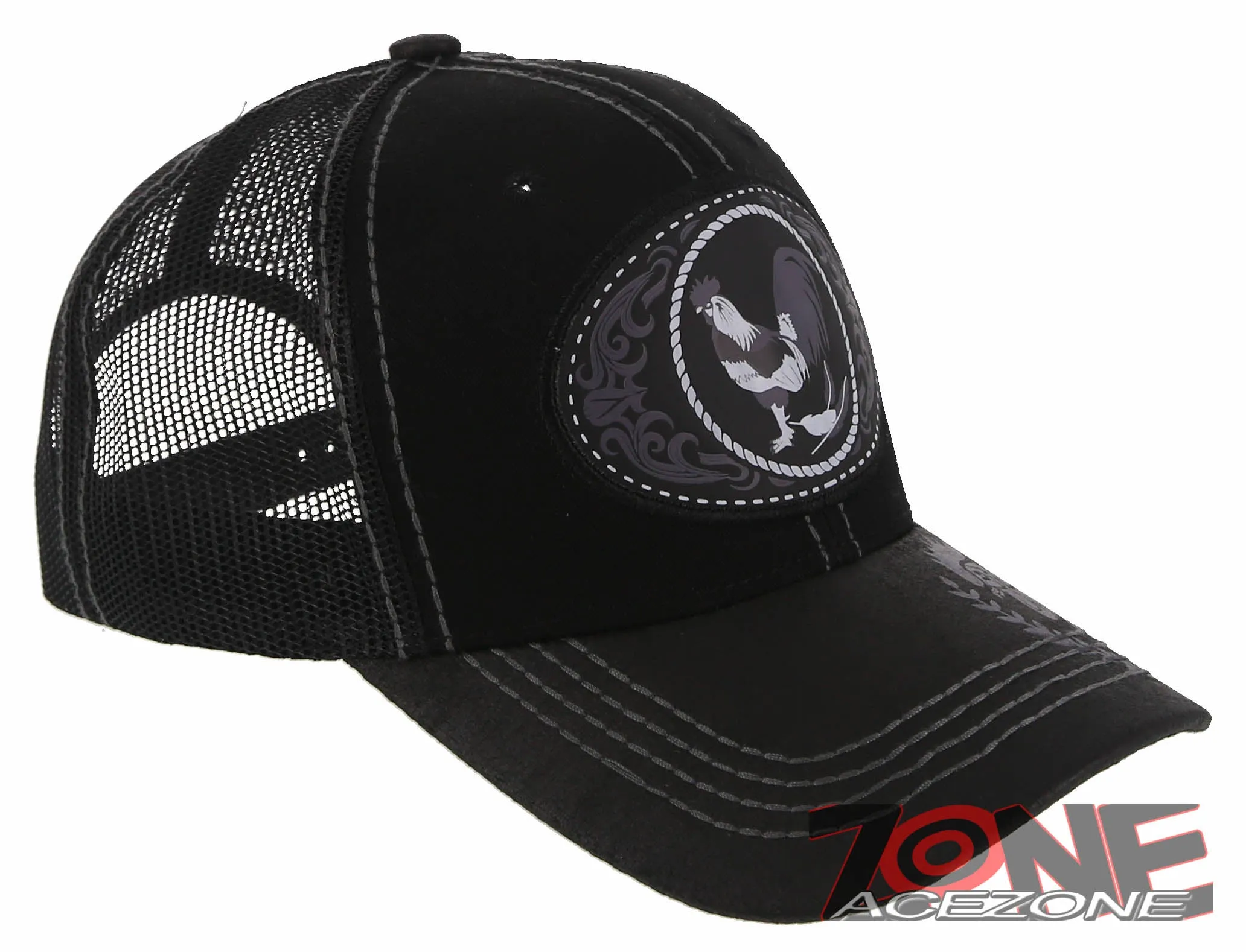 NEW! COCK ROOSTER FIGHT MESH TRUCKER SNAPBACK BASEBALL CAP HAT BLACK