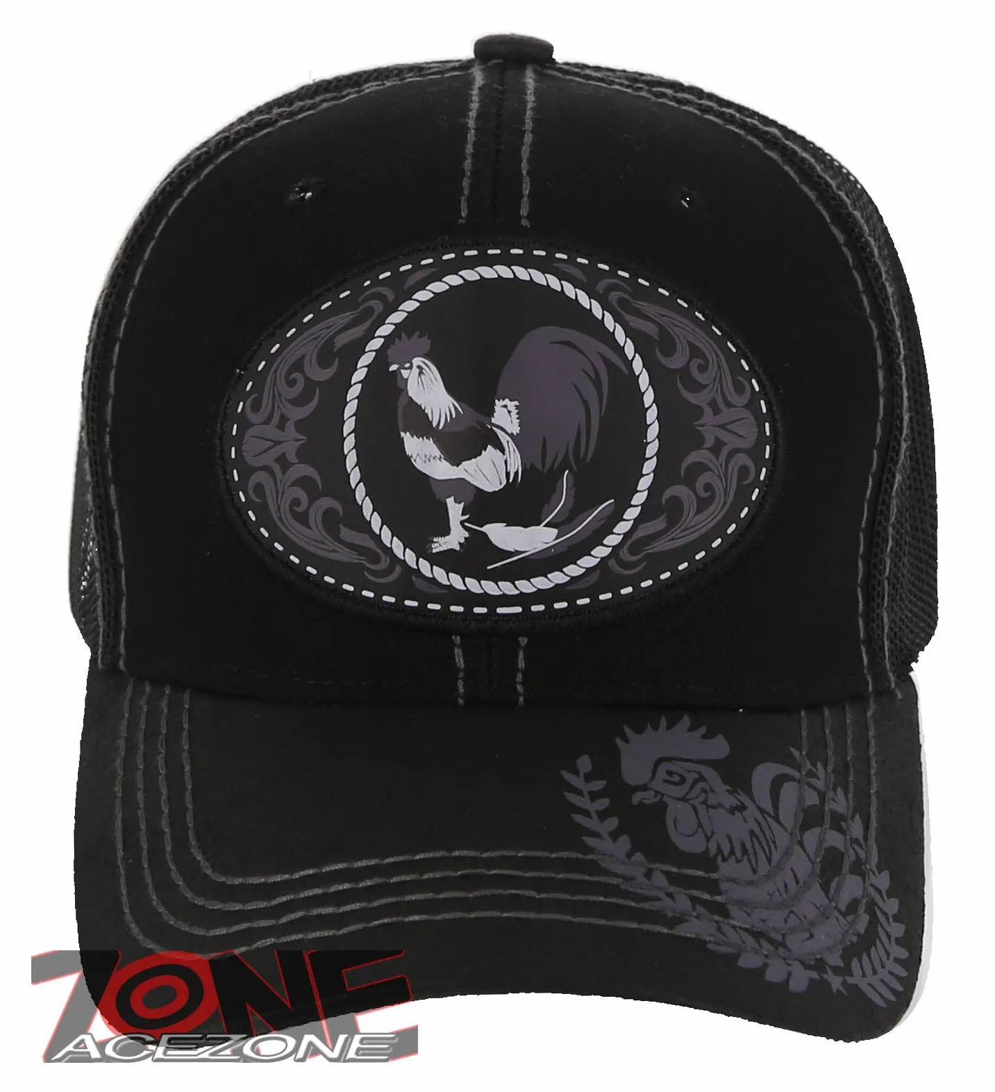 NEW! COCK ROOSTER FIGHT MESH TRUCKER SNAPBACK BASEBALL CAP HAT BLACK