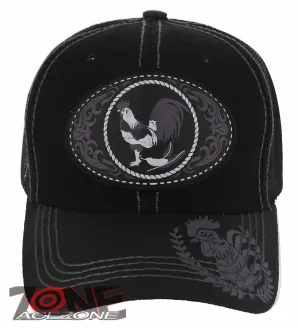 NEW! COCK ROOSTER FIGHT MESH TRUCKER SNAPBACK BASEBALL CAP HAT BLACK