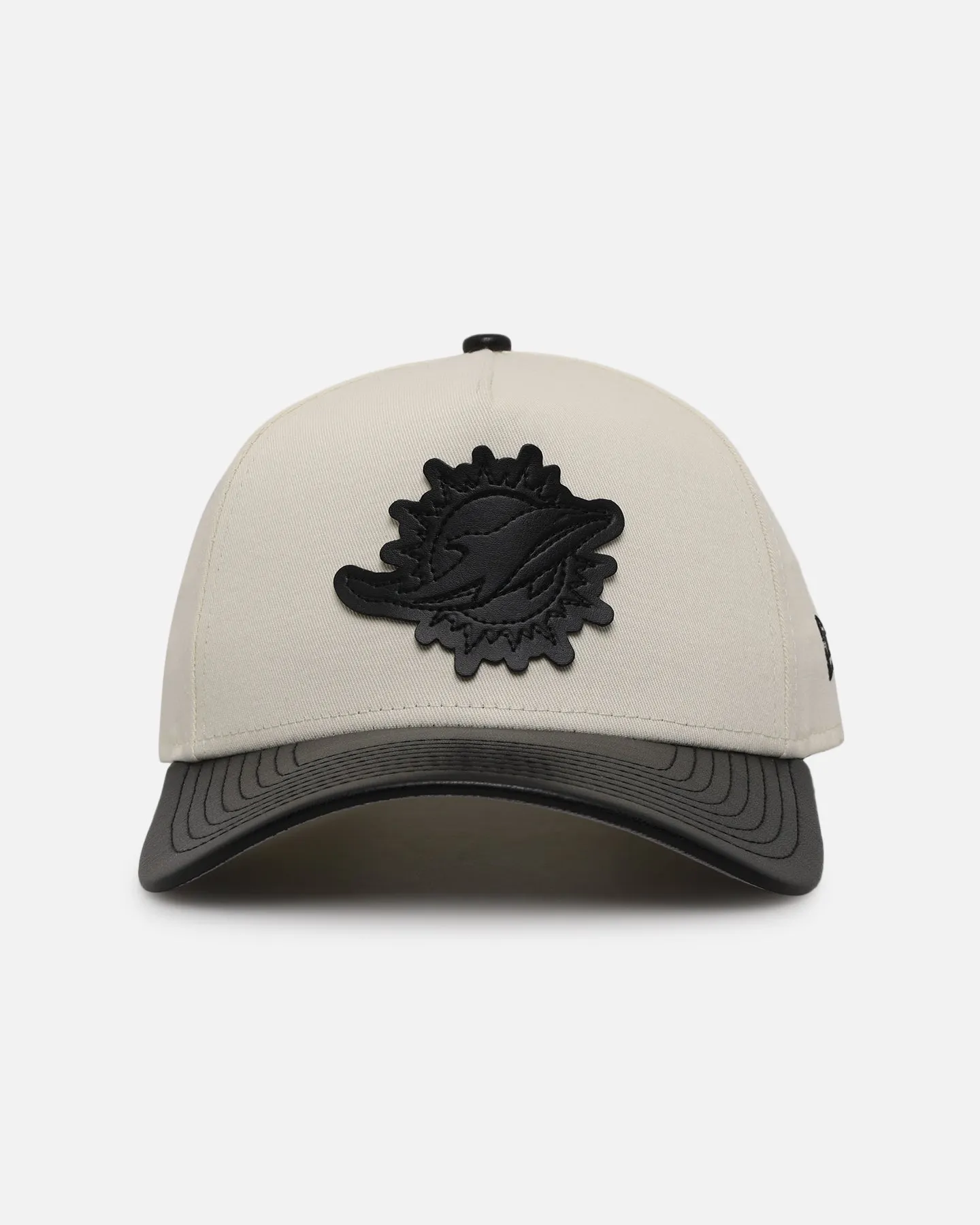 New Era Miami Dolphins 'Leather Visor' 9FORTY A-Frame Snapback Chrome White/Black