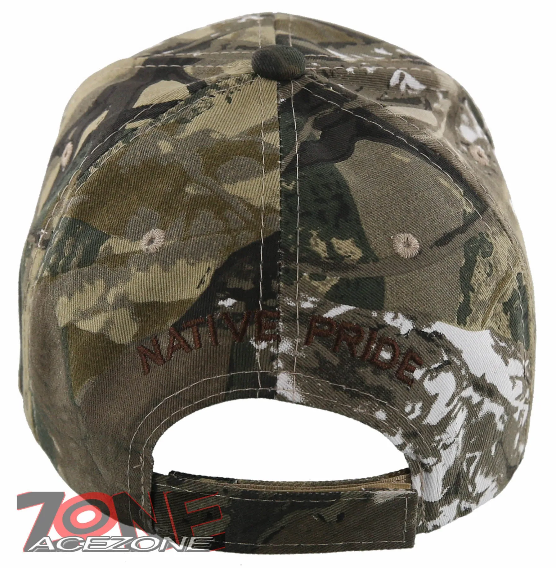 NEW! NATIVE PRIDE EAGLE FEATHERS FAUX LEATHER BASEBALL CAP HAT CAMO