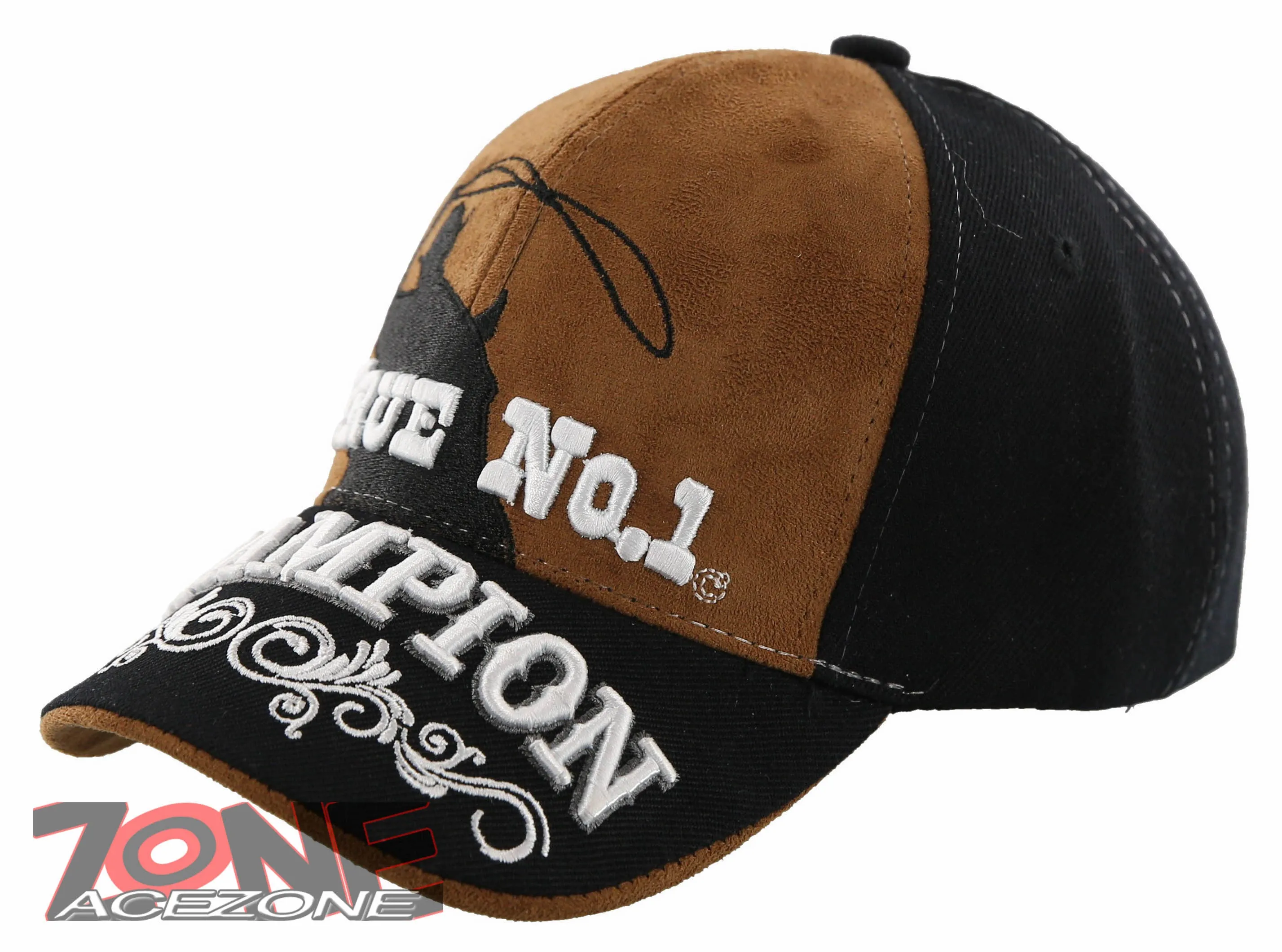 NEW! RODEO COWBOY BULL RIDER CHAMPION FAUX LEATHER CAP HAT BLACK