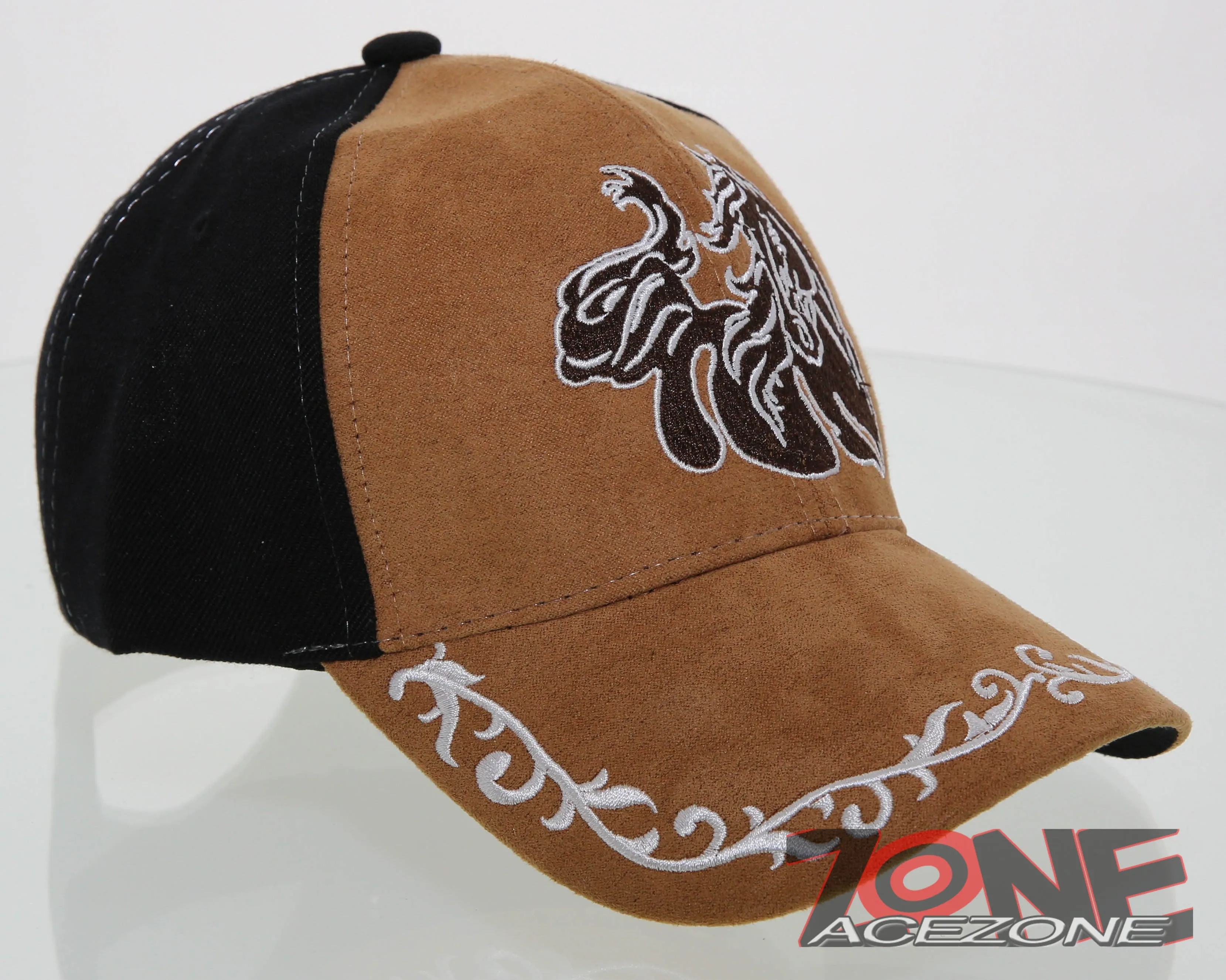 NEW! RODEO HORSE COWBOY FAUX LEATHER CAP HAT BLACK