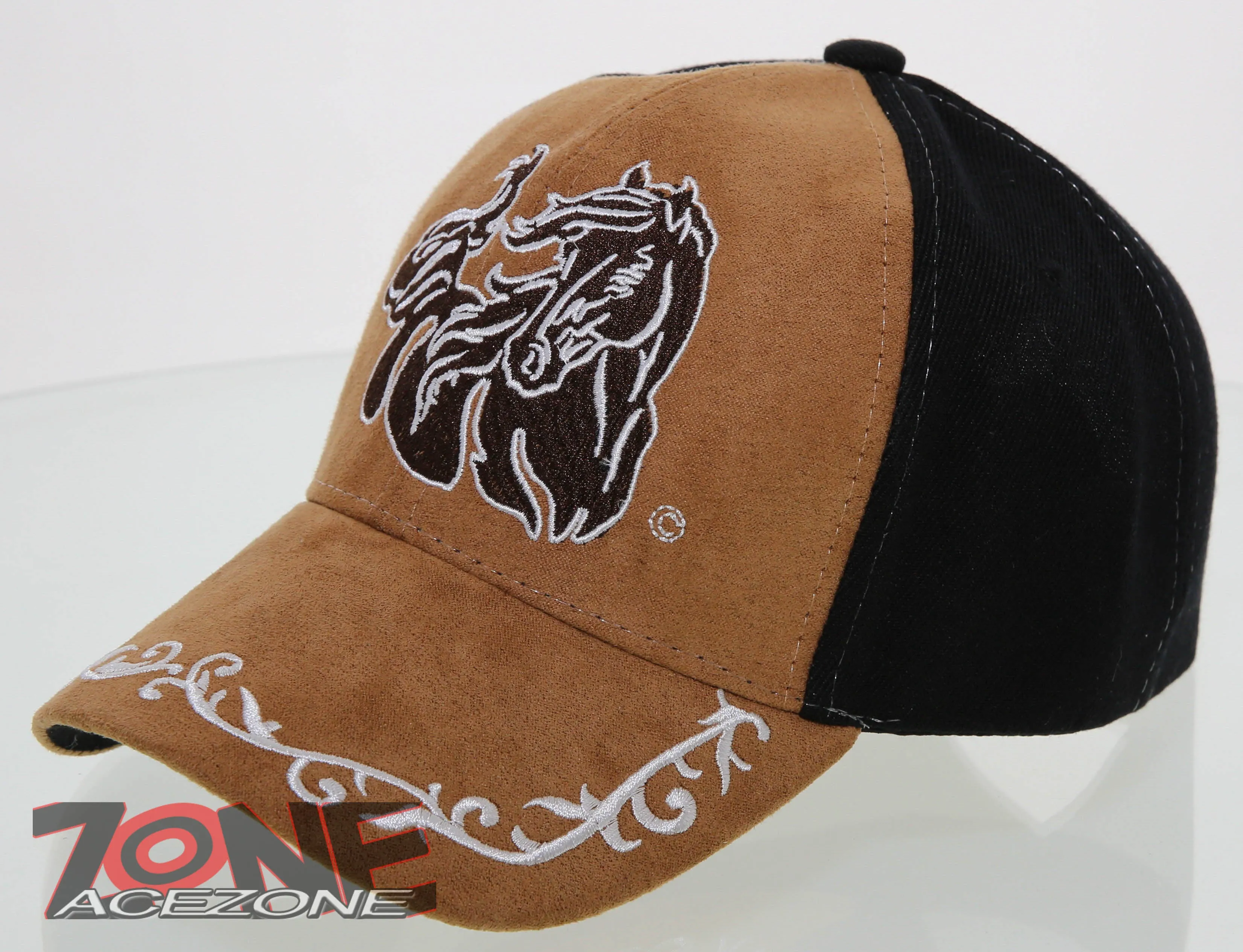 NEW! RODEO HORSE COWBOY FAUX LEATHER CAP HAT BLACK