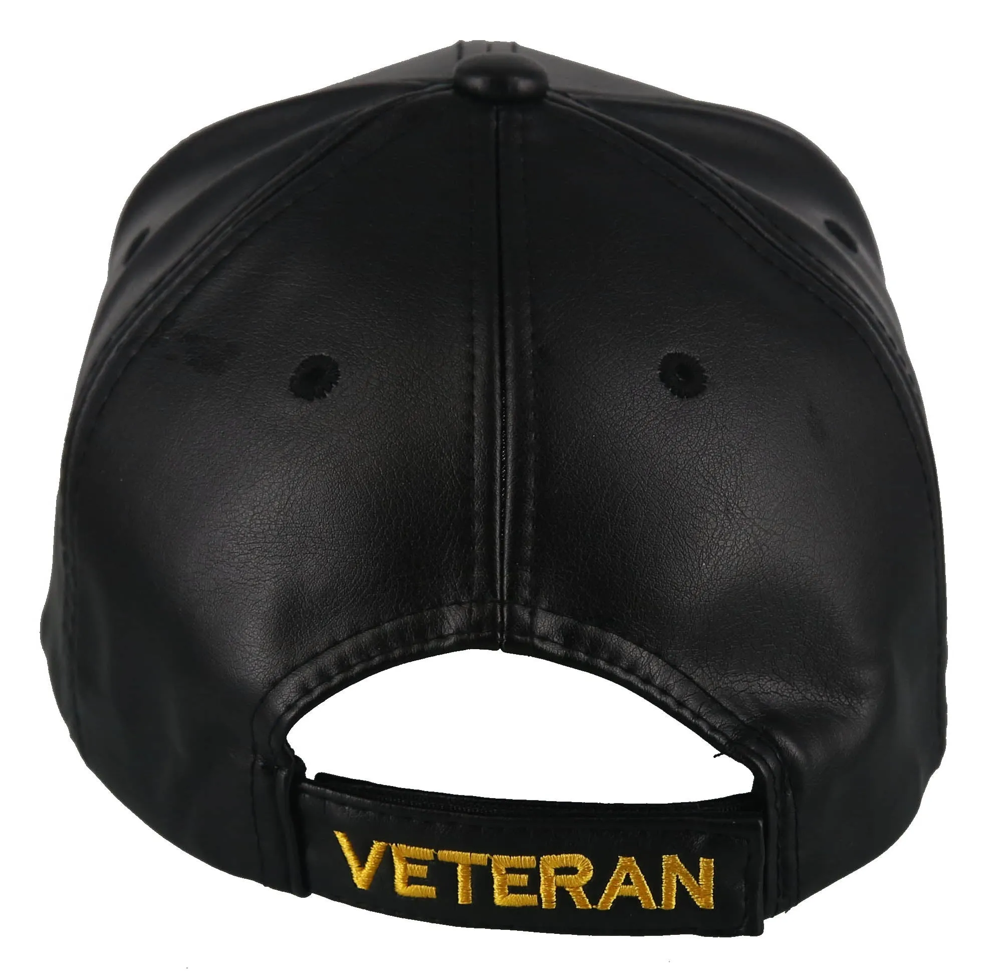 NEW! VIETNAM VETERAN FAUX LEATHER RIBBON BAR MILITARY BALL CAP HAT BLACK
