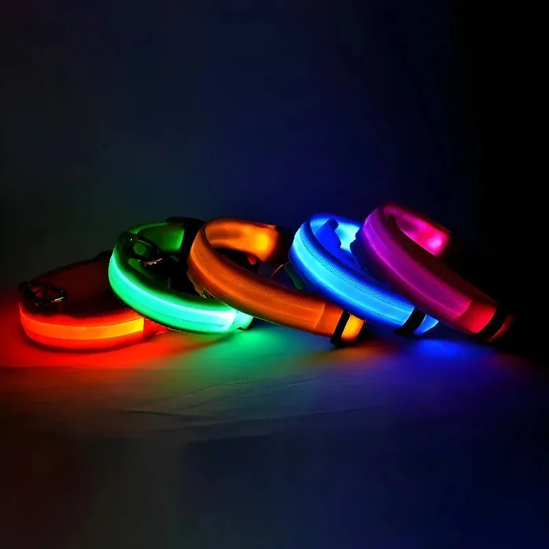 Night Safety Flashing Glow In The Dark LED Dog Collar/Nylon/Avoid Accident for Dogs