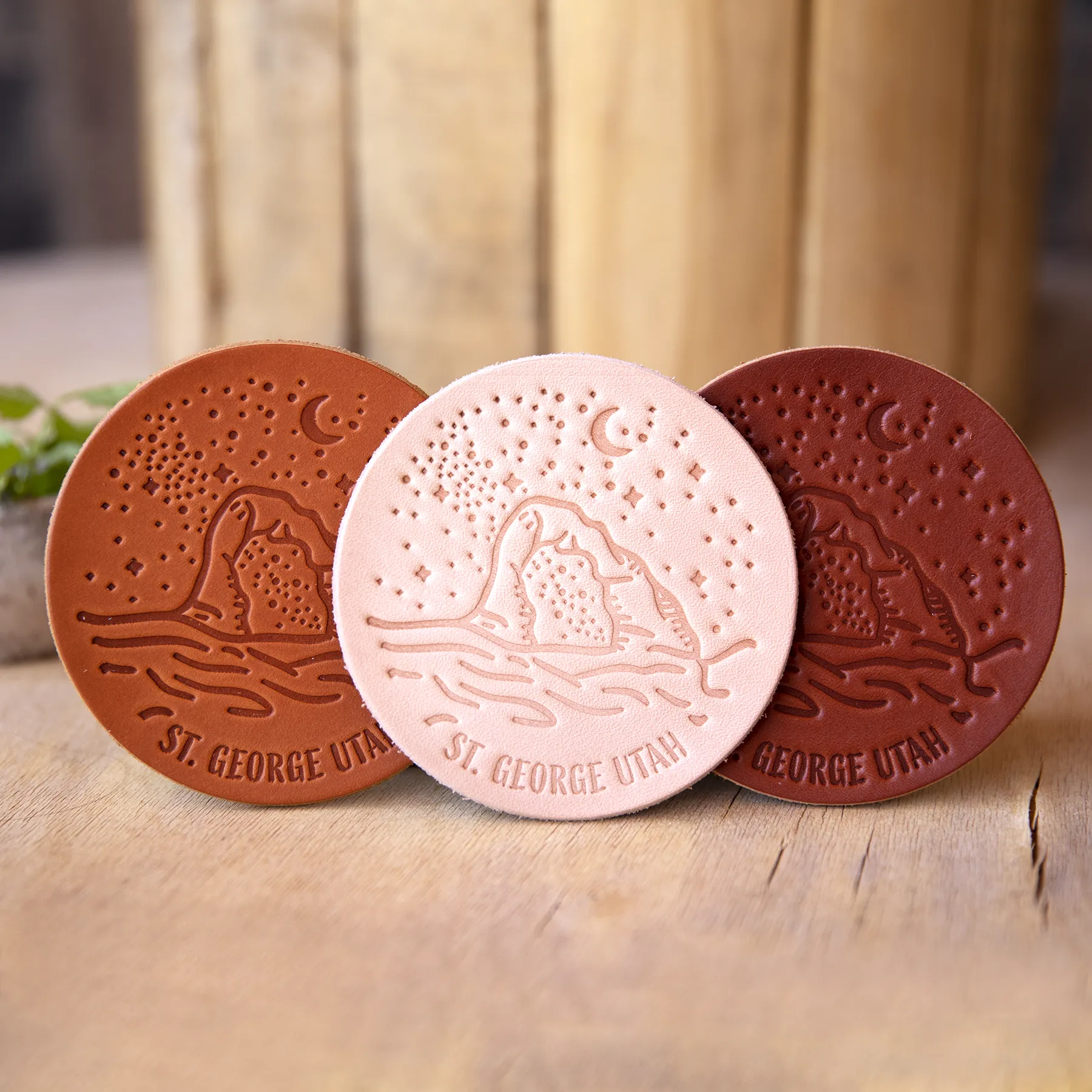 Night Sky St. George - Leather Coasters