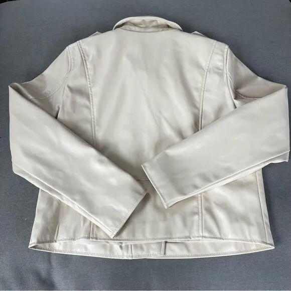 Nine West cream Motorcycle faux leather jacket