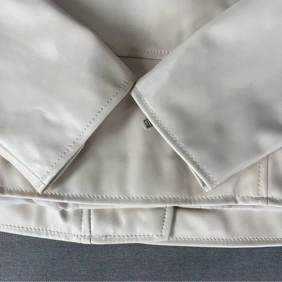 Nine West cream Motorcycle faux leather jacket