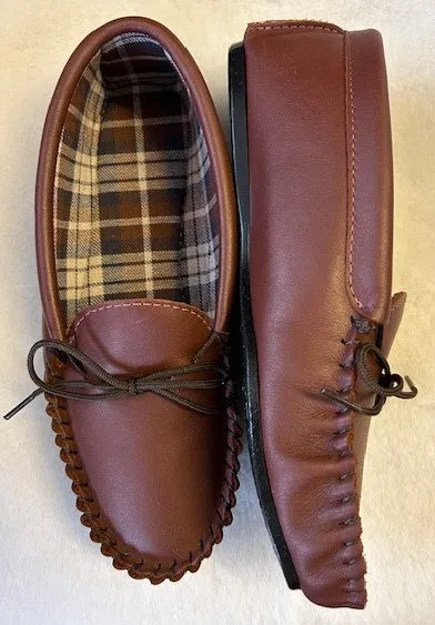 Nutmeg Leather Moccasin Slipper Hard Sole | Steve