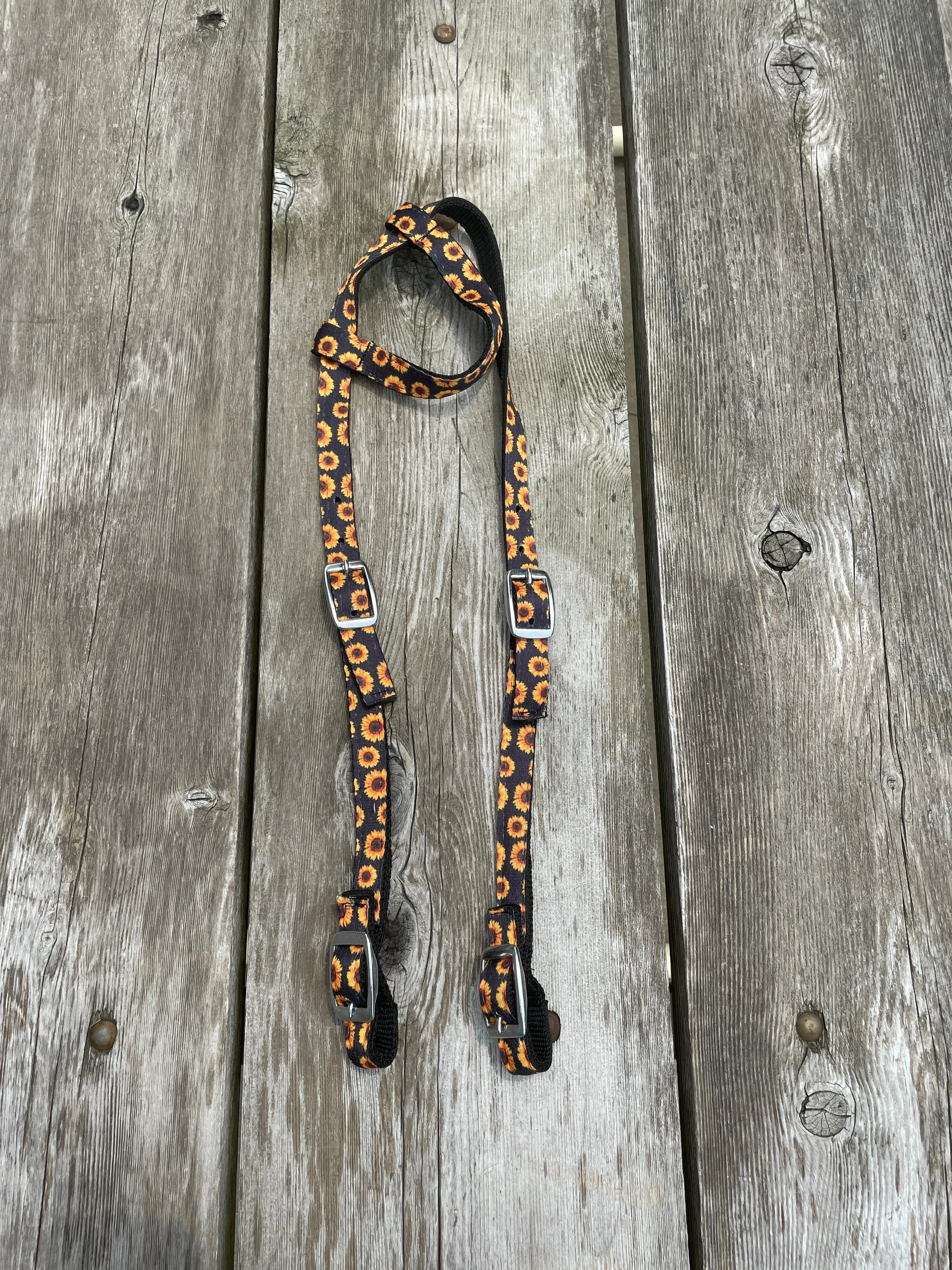 Nylon One Ear Headstall With Sunflower Design