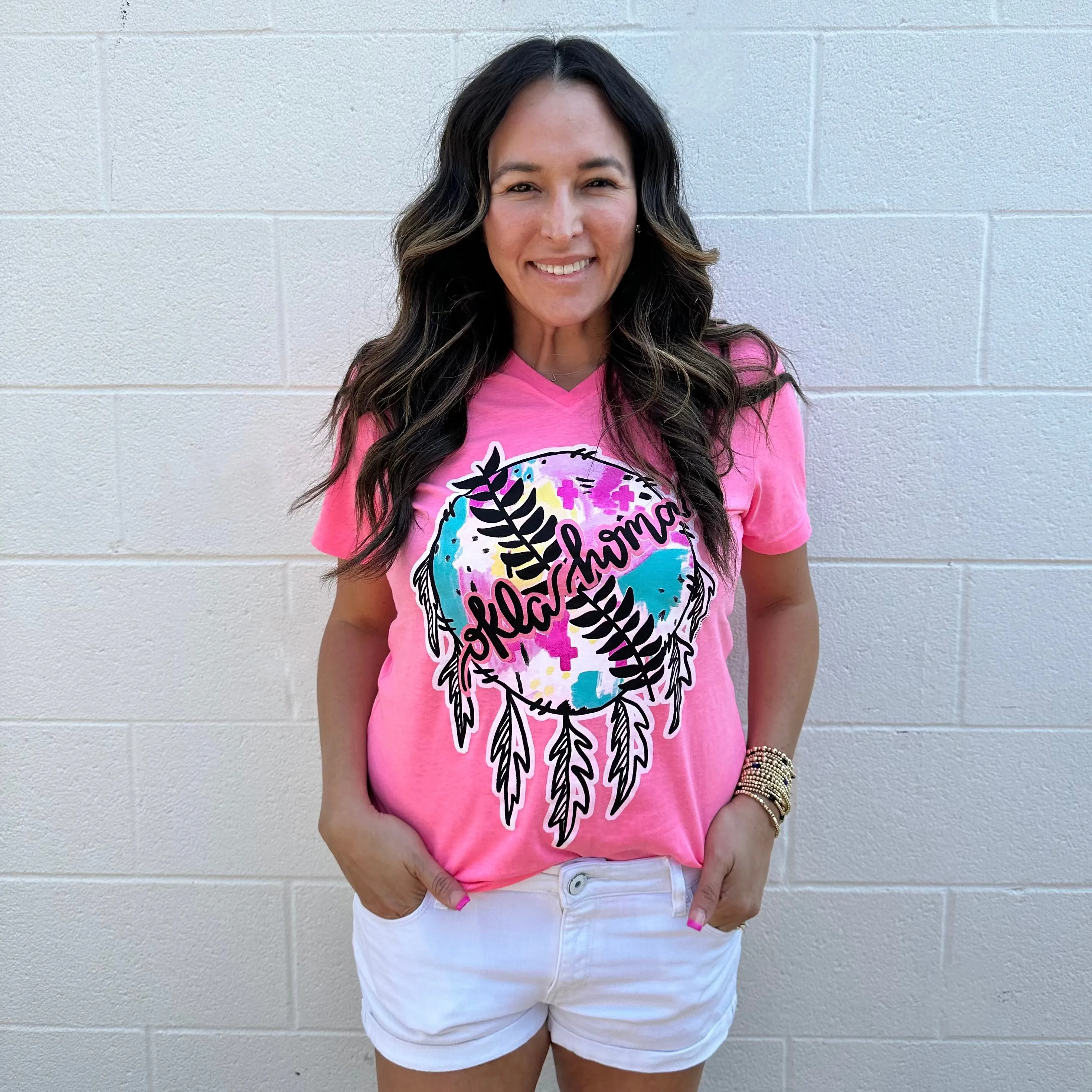 OKLAHOMA 2024:  SPRING PAINTED DREAMCATCHER (BELLA CANVAS VNECK or CREW NECK)