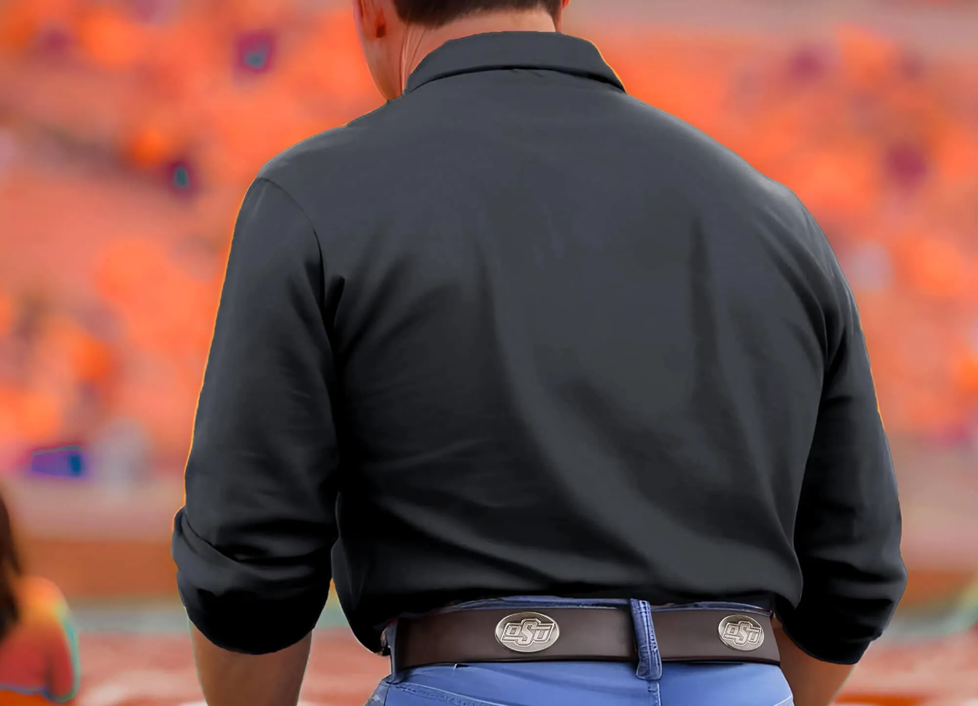 Oklahoma State Cowboys Men's Collegiate Brown Leather Concho Belt.